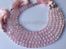 Rose Quartz Faceted Cube Shape Beads